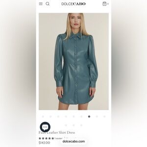 Dolce Cabo Blue Faux Leather Long Sleeve Dress